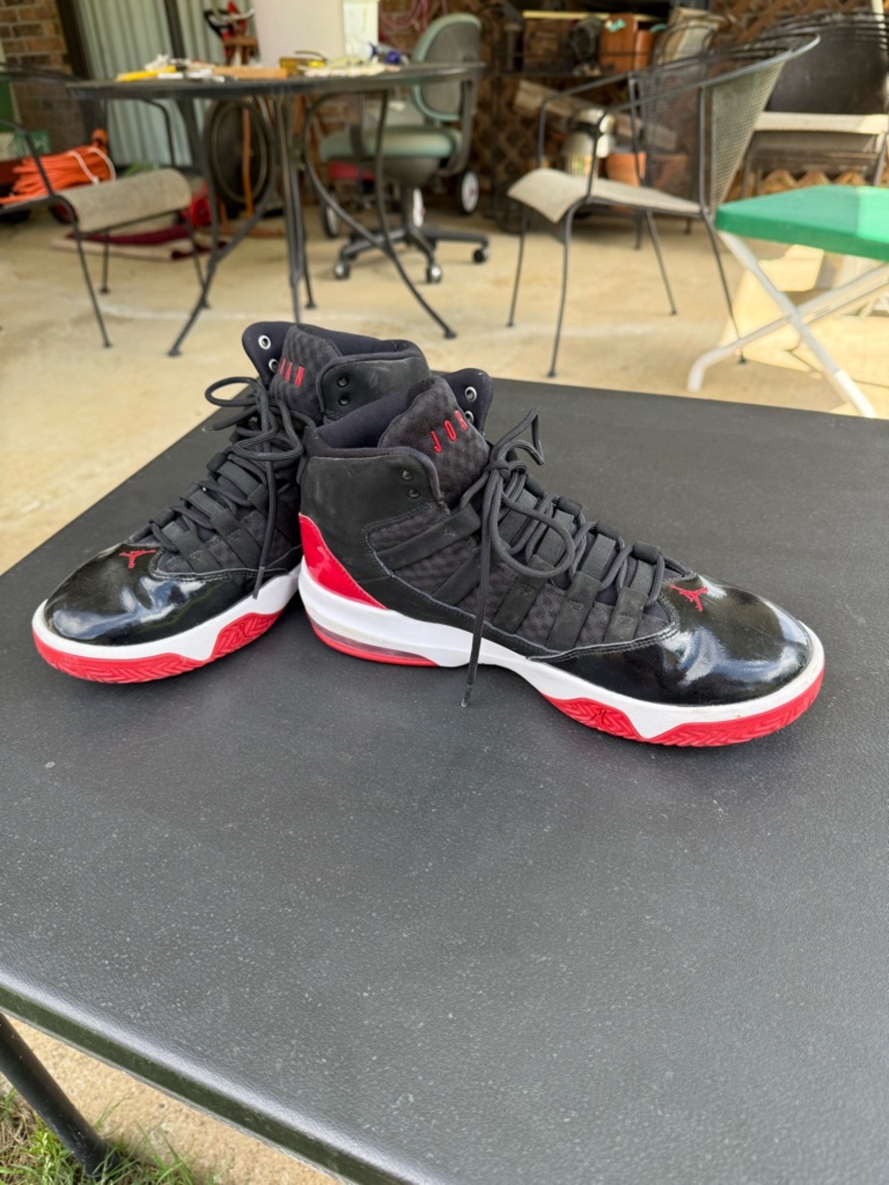 Nike Black and Red High-Top Jordans